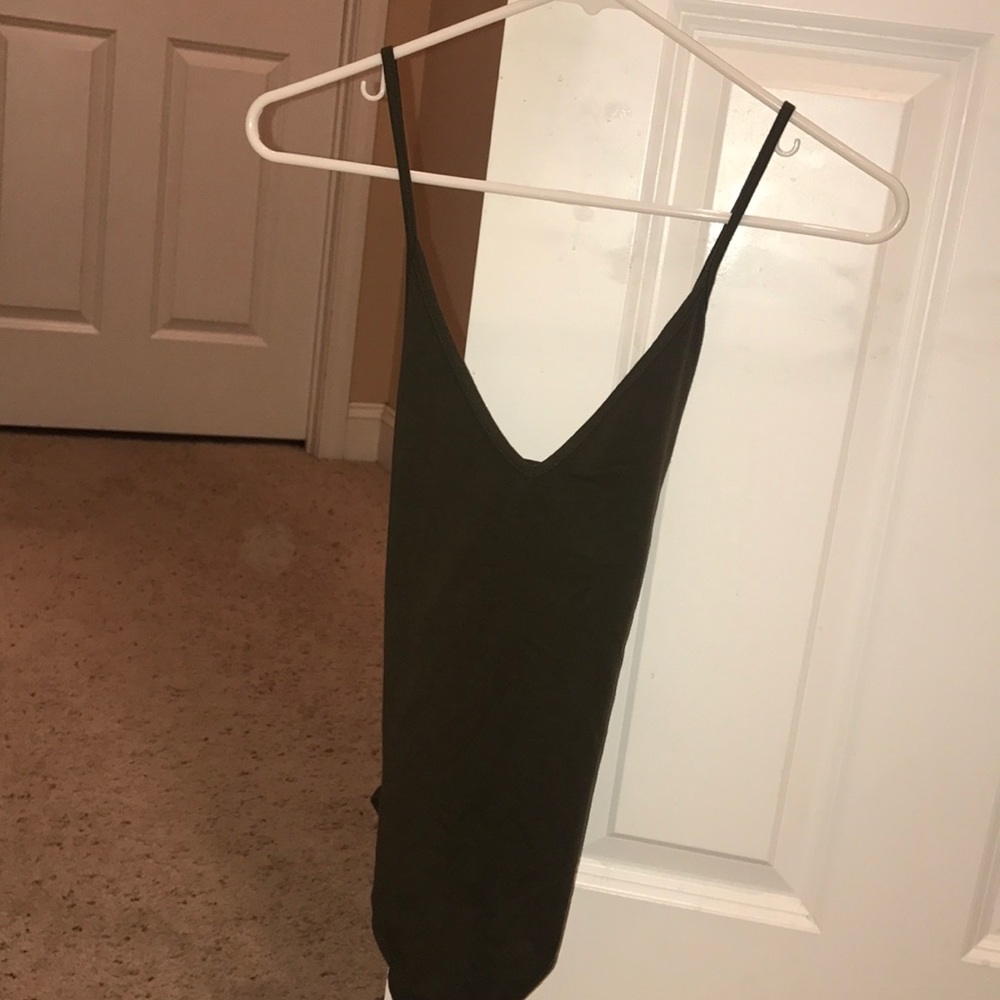 Strapy, army green body suit